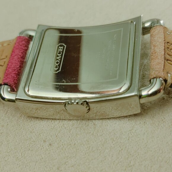 Coach Watch 0221 Swiss Quartz Stainless Square Face Watch Multicolor Leather - Picture 8 of 16